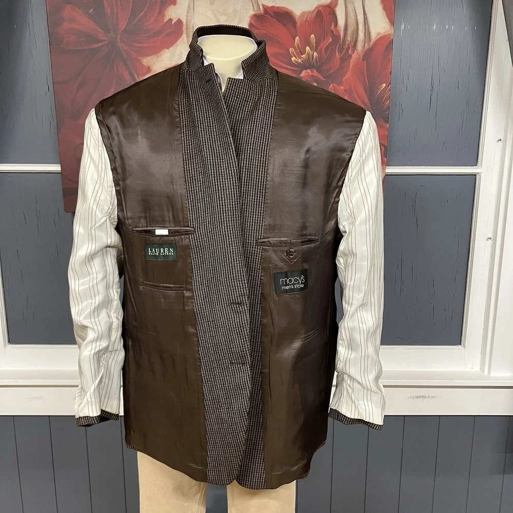 Lauren Ralph‎ Lauren Soft Tweed Blazer Sport Jacket Mens 50R Brown/Green/Black